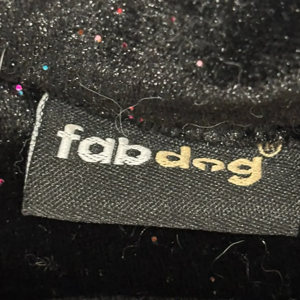 Fabdog Black Velvet Multi-Color Sparkle Puffer Coat - size Large